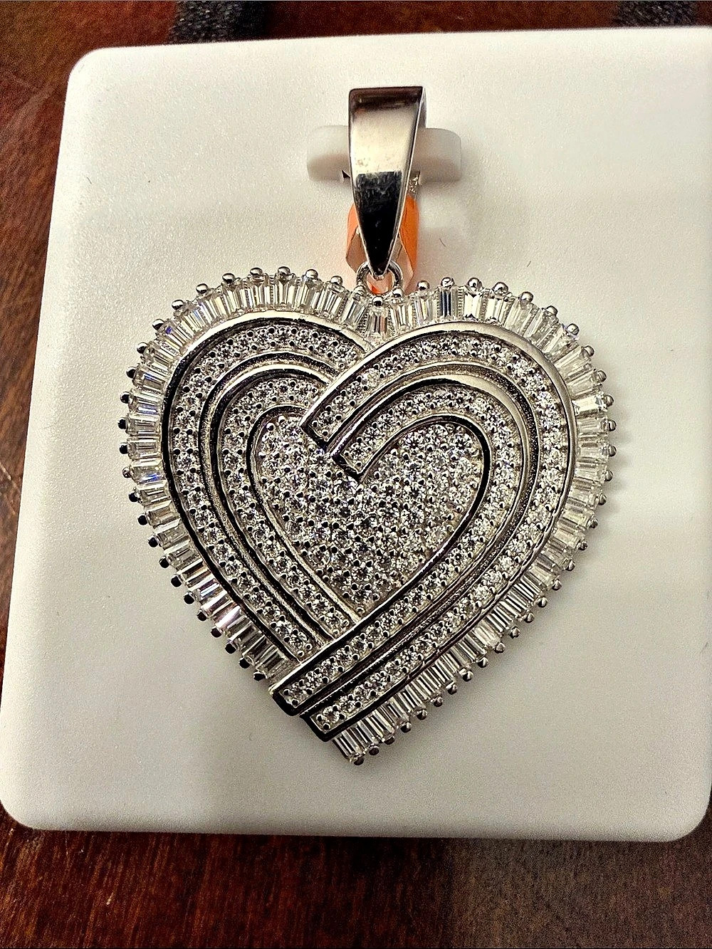 Moissanite Heart Pendant Necklace Silver NWT